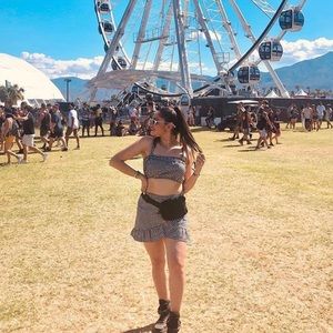 Plaid skirt and top set.